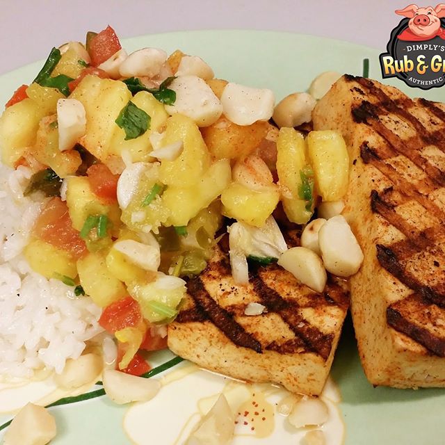 Jerk Tofu with Grilled Pineapple